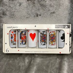 Card Party Shooter shot glass set - Luminarc set of 6 GLASS - 2 oz SHOOTERS